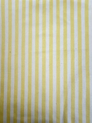 Yellow And White Stripe Fabric Decorator Weight 21" x 55" Cotton Remnant Sewiing - Image 1 of 4