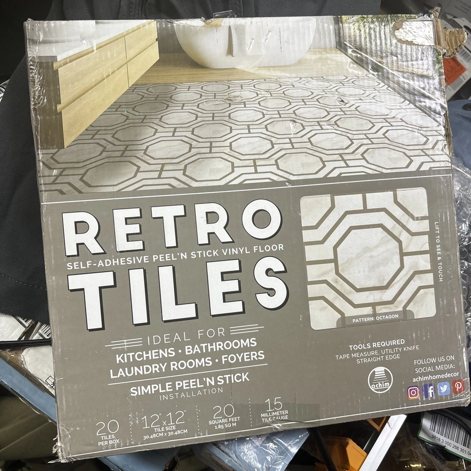 Azulejo de vinilo autoadhesivo retro 12x12 - octágono - 20 azulejos/20 cuadrados ft. Foto 1 de 1