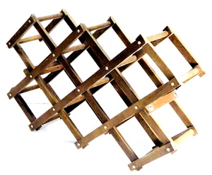 Wood Wine Rack Vintage Folding Accordion Bottle Holder - Foto 1 di 7