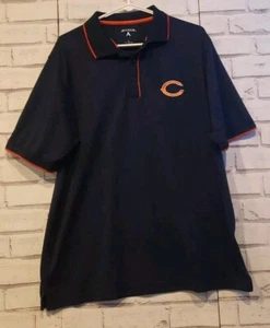 Antigua Men's Size L Chicago Bears Polo Shirt Blue Orange Stitched Logo Collar - Picture 1 of 7