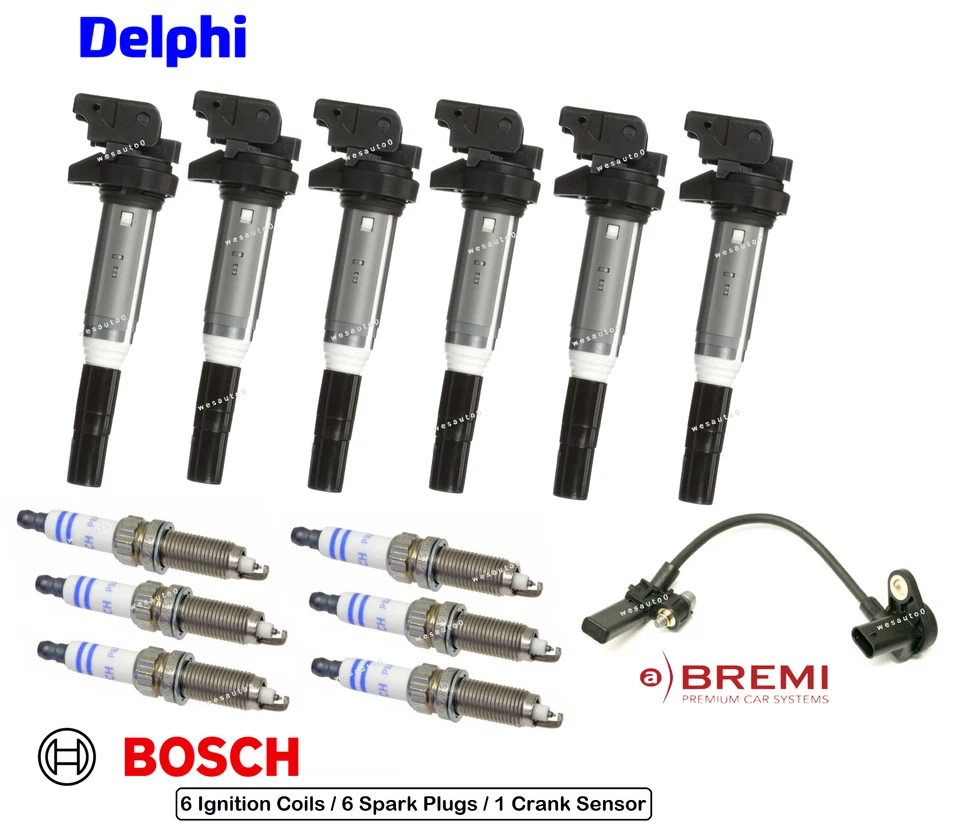 OEM Ignition Coil Spark Plug Platinum + Crank Sensor Kit for BMW 535i xDrive GT - Image 1 of 1