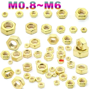 M0.8/M1.0/M1.2/M1.4/M1.6/M2~M6 Solid Brass Hexagon Full Nuts for Bolts & Screws - Picture 1 of 22
