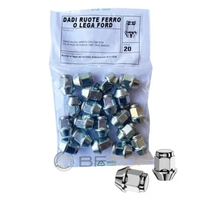 Dadi ruota Ford Fiesta Focus Kuga BMax CMax Puma cerchi lega o ferro KIT 20 pz. - Immagine 1 di 3