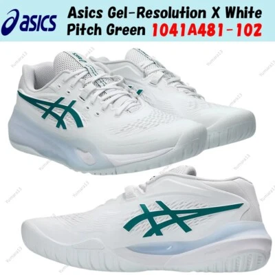 Asics Gel-Resolution X White Pitch Green 1041A481-102 taglia uomo - Immagine 1 di 4
