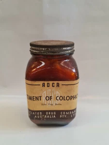 Antique Australian Amber Glass AADCA Ointment of COLOPHONY JAR chemist bottle - Picture 1 of 4