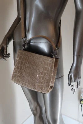 Brunello Cucinelli Bag Crossbody Suede Croc Effect Small Tote Sequins Top Handle - Image 1 of 4