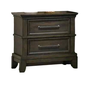 25.75 in. Gray and Pewter 2-Drawer Wooden Nightstand - Picture 1 of 5