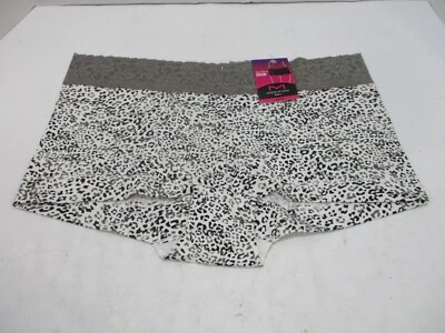 Maidenform Underwear Womens 2XL Gray Cheetah Print Boy Shorts Lace New - Image 1 of 4