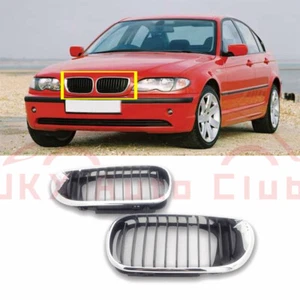 Pair Chrome Front Bumper Grilles Radiator Grills x For BMW 3-Series E46 2001-04 - Picture 1 of 6