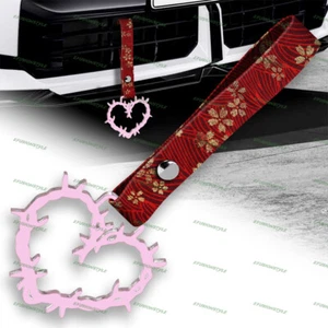 Thorned Heart JDM Pink Ring Tsurikawa Subway Car Handle Strap -Red Flowers Nylon - Picture 1 of 6
