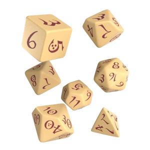 Q-Workshop Classic - Beige with Burgundy 7 Piece Polyhedral RPG Dice Set D&D - Picture 1 of 1