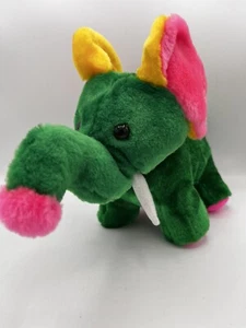 Pachinko palace Green Elephant plush Block colors Unique pink ears stuffed anim - Picture 1 of 7