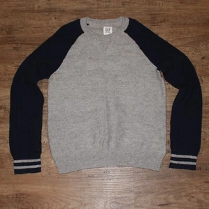 Gaps Kids -- Gray Heath Sweater w/ Blue Sleeves, Striped Cuffs, Size 8 - Picture 1 of 5