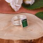 Women 925 Silver Multiple Layers Band Ring For Anniversary Gift With Emerald