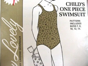 Girls One Piece Swimsuit Sewing Pattern 70s Sew Lovely SW106 Size 7-14 Uncut - Picture 1 of 6