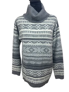 Brooks Brothers Wool Angora Fair Isle Pullover Damen Gr. S Rollkragen weiß grau - Bild 1 von 8
