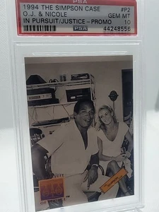 1994 In Pursuit Of Justice O. J. & Nicole #P2 PROMO PSA 10💎💎 POP 3 🔥🔥 RARE💎 - Picture 1 of 12