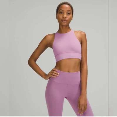 Lululemon Energy Bra High Neck Long Line Size 10  Jubliee Pink Purple Active GYM - Image 1 of 4