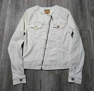 True Religion Bike Biker Moto Jacket Gold Hardware-Off-White Womens Size Medium - Image 1 of 4