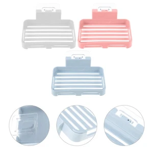  3PCS Wall Mount Soap Holder Punch Free Draining Soap Dish Storage Rack Bathroom - Picture 1 of 10