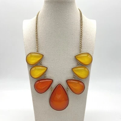 Оранжевый и желтый смолы капли нагрудник ожерелье заявление модные ювелирные изделия - Изображение 1 из 4