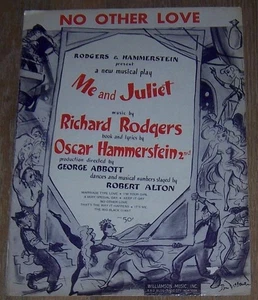 No Other Love Rodgers and Hammerstein Me and Juliet 1953 Theater Sheet Music - Picture 1 of 1