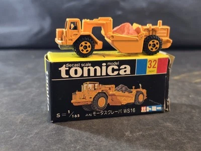 Tomica Komatsu Motor Scraper WS16 No.32 1/165 Black Box Made in Japan Vintage - Image 1 of 4