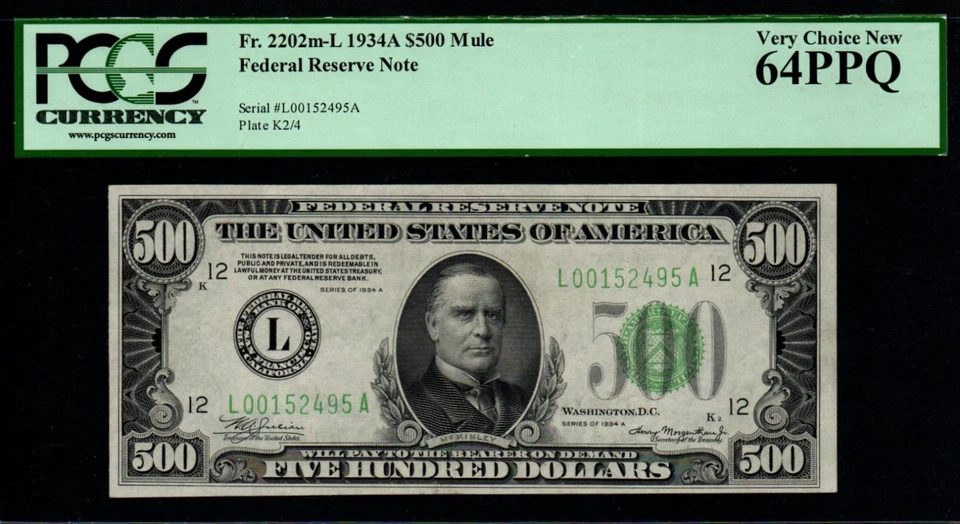$500 1934A MULE Better SAN FRANCISCO CERTIFIED Federal Reserve Note! - Image 1 of 2