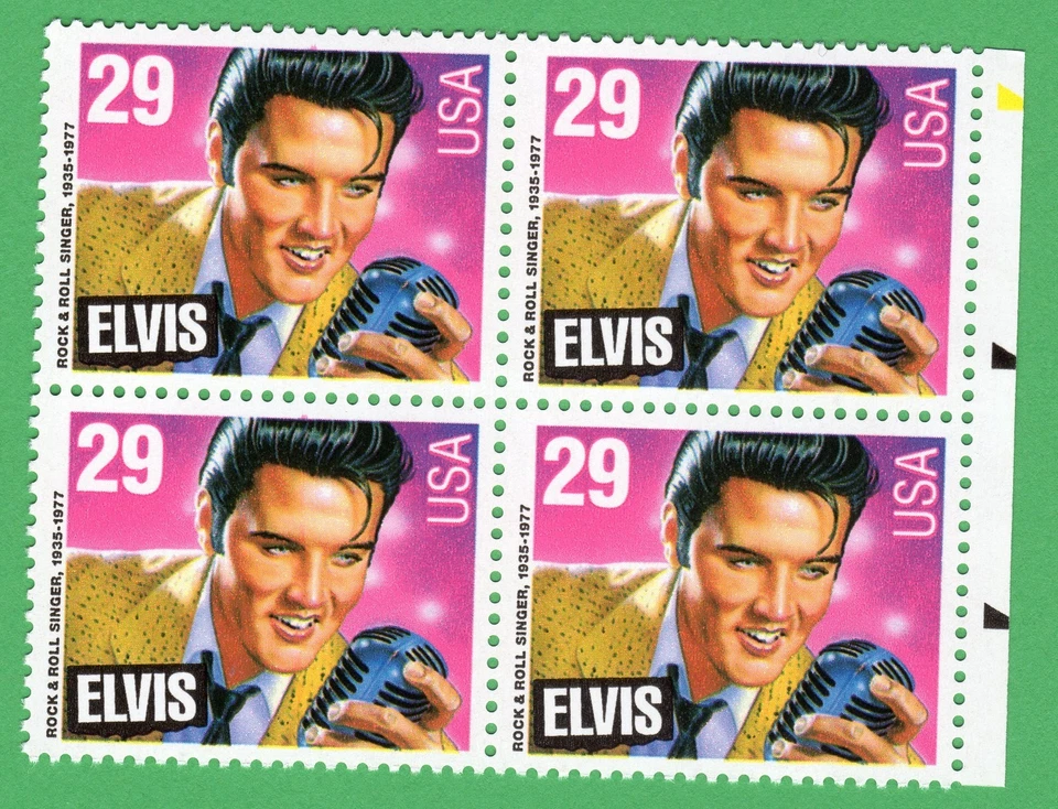 Scott #2721 Elvis Presley King of Rock & Roll Block of 4 Stamps - MNH w/selvage - Image 1 of 1