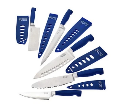 🎅🏻 Juego de cubiertos Wolfgang Puck 10 piezas azul 5 cuchillos 5 fundas Foto 1 de 4