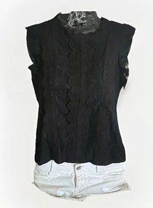 SHEIN Women's Black Lace Highneck Sleeveless Blouse Sz S - Picture 1 of 9