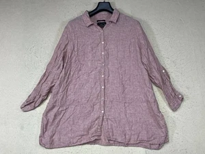 Tahari 100% Linen Button Up Long  Sleeve Top Blouse Women Size 2X   - Picture 1 of 8