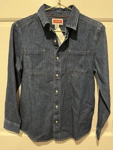 Wrangler Boy's Denim LS Button Down Up Shirt NWT Sz Large (10-12) Blue - Picture 1 of 5