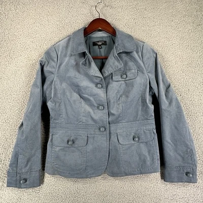 Talbots Gray Velvet Utility Jacket Womens Size 8P Career Quiet Luxury Minimalist - Image 1 of 4