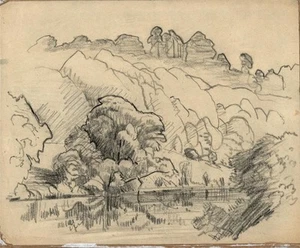 Cedric J. Kennedy (1898-1968) Pencil Drawing - Landscape On The River Wye - Picture 1 of 4