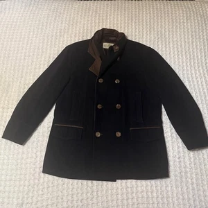 Herren Lone Pine Wolle/Kaschmir Lederbesatz Erbsenmantel Größe 42 - Bild 1 von 7