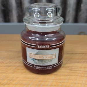 Retired Yankee Candle Raspberry Sorbet 14.5oz Black Band Housewarmer W/ Lid Used - Picture 1 of 9