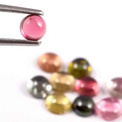 Natural Multi Tourmaline Round Shape Loose Gemstone Cabochon 3 Carat Lot - Image 1 of 3