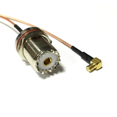 MCX male RA to UHF female bulkhead SO239 RF pigtail cable RG178 15cm for WIFI - Image 1 of 4