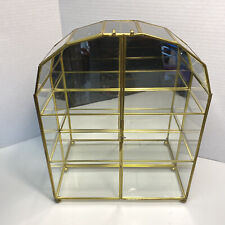 Vtg Brass Glass Mini Cabinet Curio Display Case Mirrored Footed Crafted in Italy