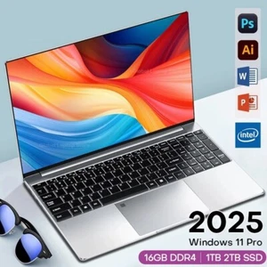 15,6" Laptop Windows 11 Intel N4000 16GB+1TB SSD Fingerprint FHD PC - Bild 1 von 8