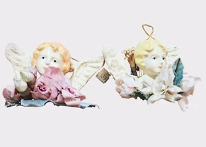 Vintage Angel Christmas Tree Ornaments With Floral Accents - Picture 1 of 5