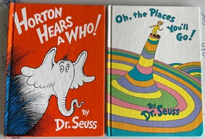 Lot of 2 Dr. Seuss Books- 'Oh, The Places You'll Go' + 'Horton Hears a Who'  VTG - Imagen 1 de 2