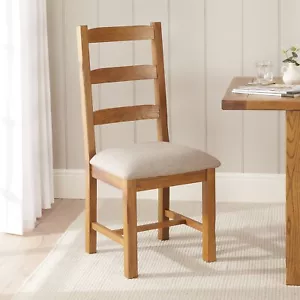 Rustic Oak Ladder Back Dining Chair - Picture 1 of 10