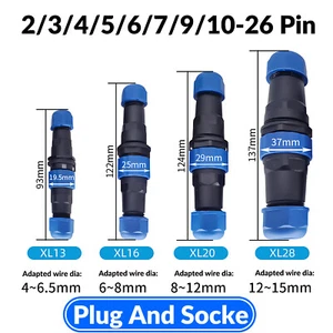 IP68 Waterproof 2Pin-26 Pin - Plug And Socket Inline Connector Aviation M13-M28 - Picture 1 of 8