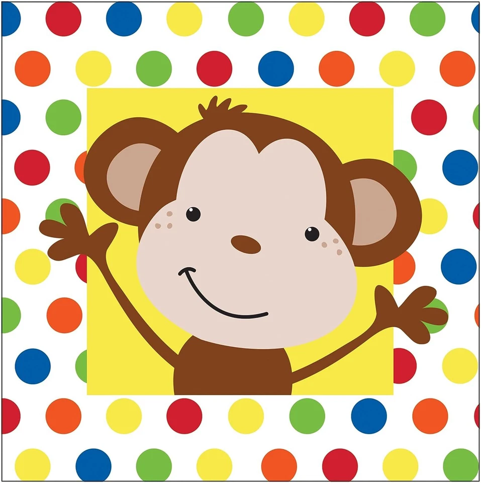 Fun Monkey Jungle Animal Cute Kids Birthday Party Paper Beverage Napkins - Image 1 of 1
