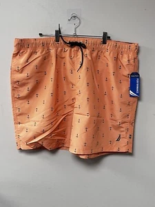 Nautica Men's Quick-Dry Anchor-Print 8" Swim Trunks In Guava Punch-2XL - Picture 1 of 3