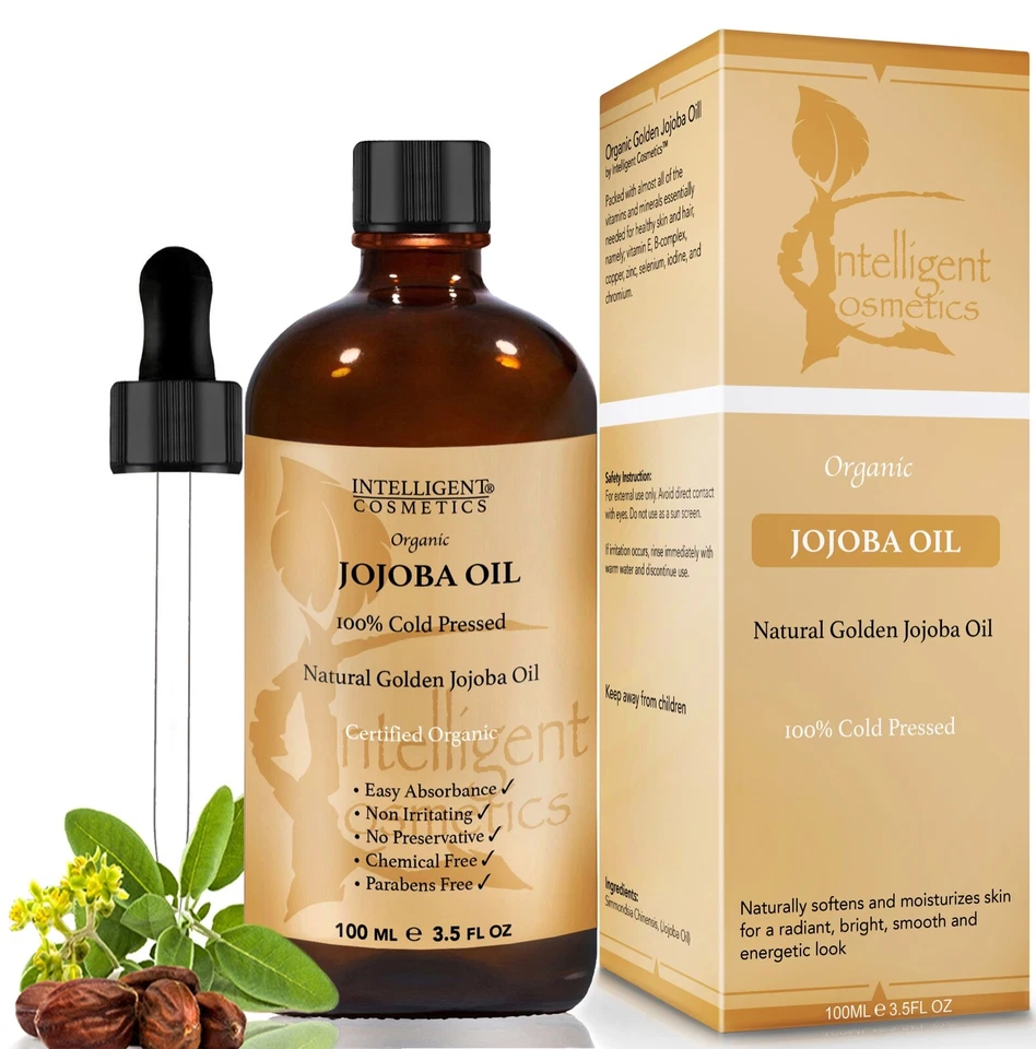 INTELLIGENT COSMETICS™ Jojobaöl golden 100 % kaltgepresst zertifiziert organisch rein & natürliches Jojobaöl