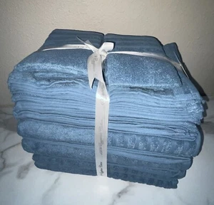 Casa Platino 100% Egyptian Cotton 18 Piece Towel Set Blue - Picture 1 of 6