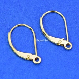 14k Solid Yellow Gold Plain Leverback Earrings Findings PAIR - Picture 1 of 5